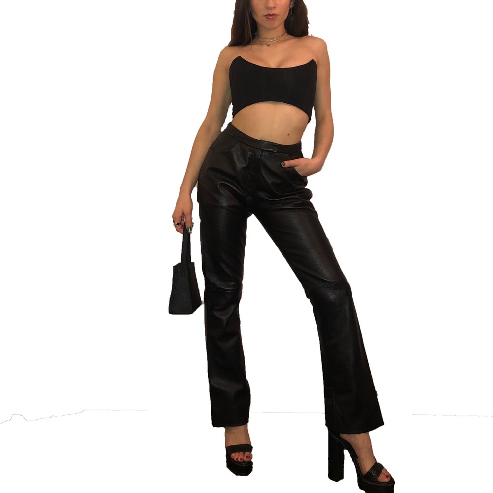 Genuine Leather Cropped Flare Pants